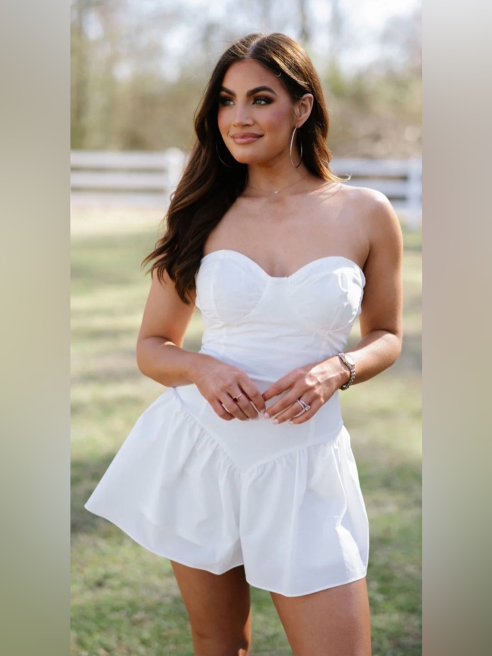 Strapless White Bustier Mini Dress Size Small (New)